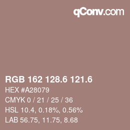 カラーコード: RGB 162 128.6 121.6 | qconv.com