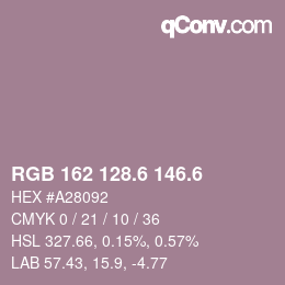 カラーコード: RGB 162 128.6 146.6 | qconv.com