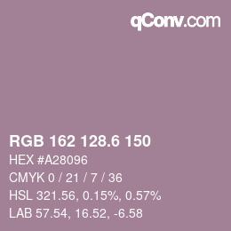カラーコード: RGB 162 128.6 150 | qconv.com