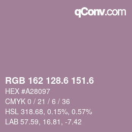 カラーコード: RGB 162 128.6 151.6 | qconv.com