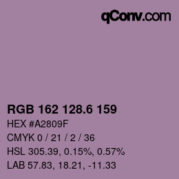 カラーコード: RGB 162 128.6 159 | qconv.com