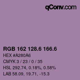 カラーコード: RGB 162 128.6 166.6 | qconv.com