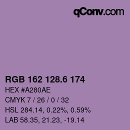 カラーコード: RGB 162 128.6 174 | qconv.com