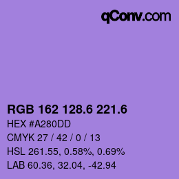 カラーコード: RGB 162 128.6 221.6 | qconv.com
