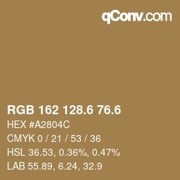 カラーコード: RGB 162 128.6 76.6 | qconv.com