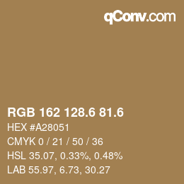 カラーコード: RGB 162 128.6 81.6 | qconv.com