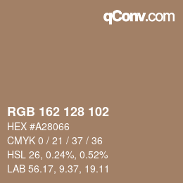 カラーコード: RGB 162 128 102 | qconv.com