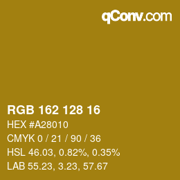 Color code: RGB 162 128 16 | qconv.com