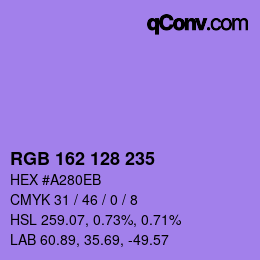 カラーコード: RGB 162 128 235 | qconv.com