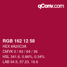 Color code: RGB 162 12 58 | qconv.com