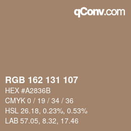 颜色代码: RGB 162 131 107 | qconv.com