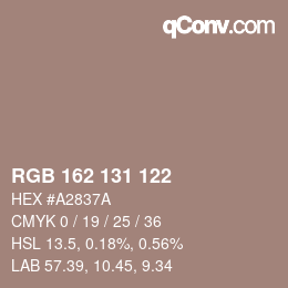 カラーコード: RGB 162 131 122 | qconv.com