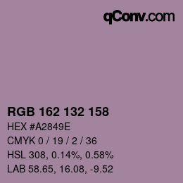 Código de color: RGB 162 132 158 | qconv.com
