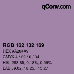 Código de color: RGB 162 132 169 | qconv.com