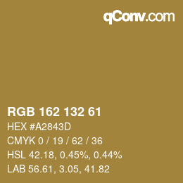 カラーコード: RGB 162 132 61 | qconv.com