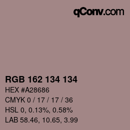 Color code: RGB 162 134 134 | qconv.com