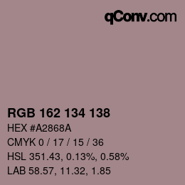 Color code: RGB 162 134 138 | qconv.com