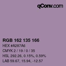 Color code: RGB 162 135 166 | qconv.com