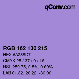 Color code: RGB 162 136 215 | qconv.com