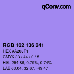 Color code: RGB 162 136 241 | qconv.com