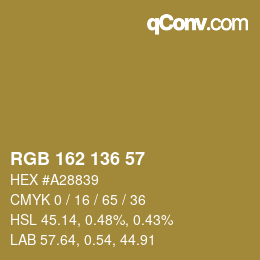 Color code: RGB 162 136 57 | qconv.com