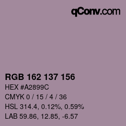 カラーコード: RGB 162 137 156 | qconv.com