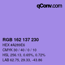 Farbcode: RGB 162 137 230 | qconv.com