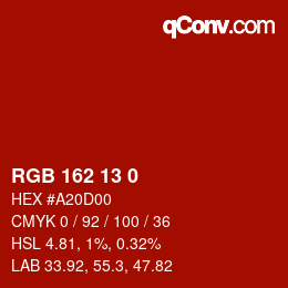 カラーコード: RGB 162 13 0 | qconv.com