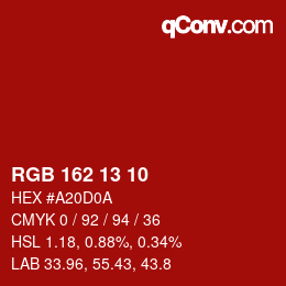 カラーコード: RGB 162 13 10 | qconv.com