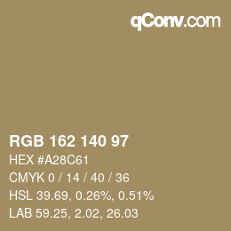 Farbcode: RGB 162 140 97 | qconv.com