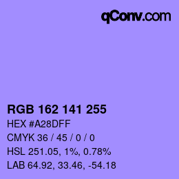 Color code: RGB 162 141 255 | qconv.com