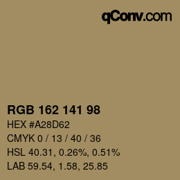 カラーコード: RGB 162 141 98 | qconv.com
