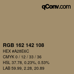 カラーコード: RGB 162 142 108 | qconv.com
