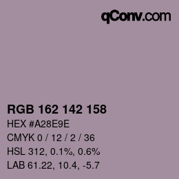 カラーコード: RGB 162 142 158 | qconv.com