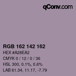 Color code: RGB 162 142 162 | qconv.com
