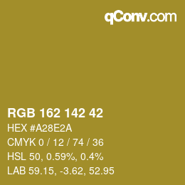 Color code: RGB 162 142 42 | qconv.com