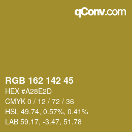 カラーコード: RGB 162 142 45 | qconv.com