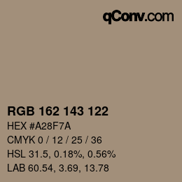 カラーコード: RGB 162 143 122 | qconv.com