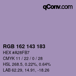 カラーコード: RGB 162 143 183 | qconv.com