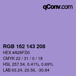 カラーコード: RGB 162 143 208 | qconv.com