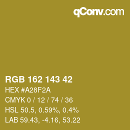 Color code: RGB 162 143 42 | qconv.com