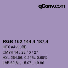 カラーコード: RGB 162 144.4 187.4 | qconv.com