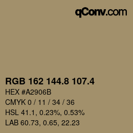 カラーコード: RGB 162 144.8 107.4 | qconv.com