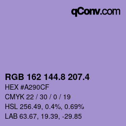カラーコード: RGB 162 144.8 207.4 | qconv.com