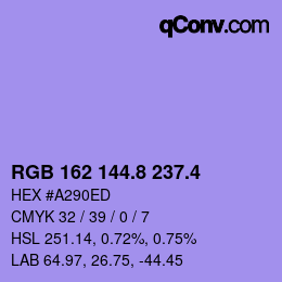 カラーコード: RGB 162 144.8 237.4 | qconv.com
