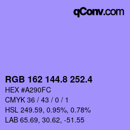 カラーコード: RGB 162 144.8 252.4 | qconv.com