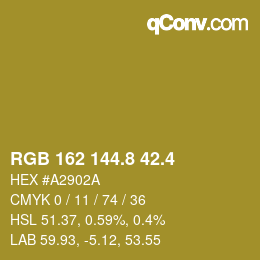 カラーコード: RGB 162 144.8 42.4 | qconv.com
