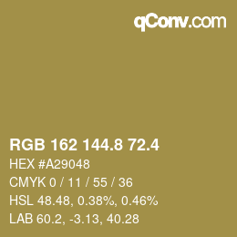 カラーコード: RGB 162 144.8 72.4 | qconv.com