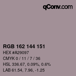 Código de color: RGB 162 144 151 | qconv.com