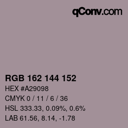 Código de color: RGB 162 144 152 | qconv.com